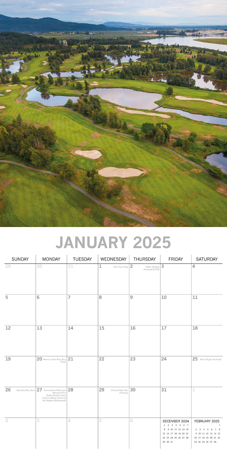 The World of Golf - 2025 Square Wall Calendar 16 Months New Year Planner Gift V474-690678