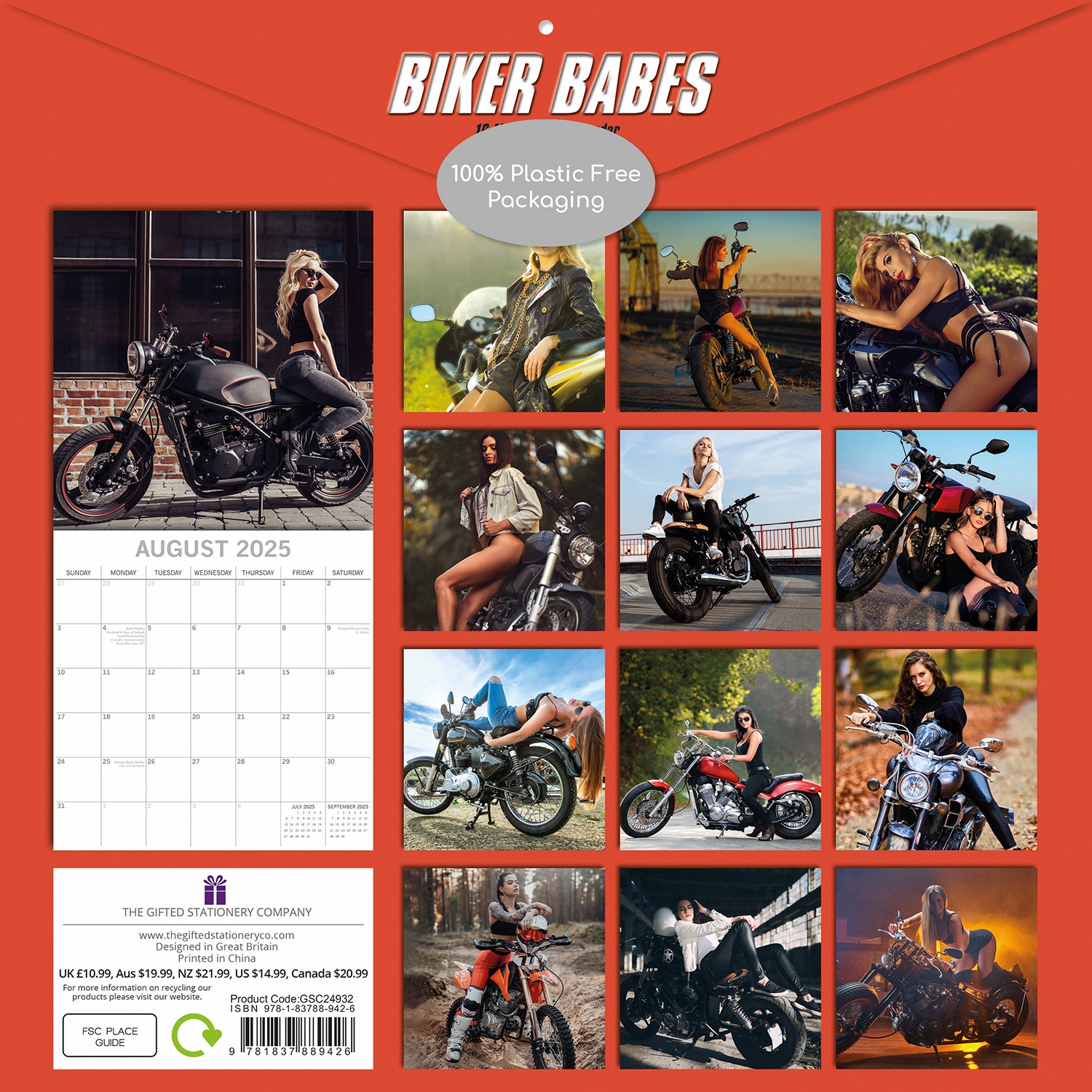 Biker Babes 2025 Square Wall Calendar 16 Months Christmas New Year Planner Gift V474-690810