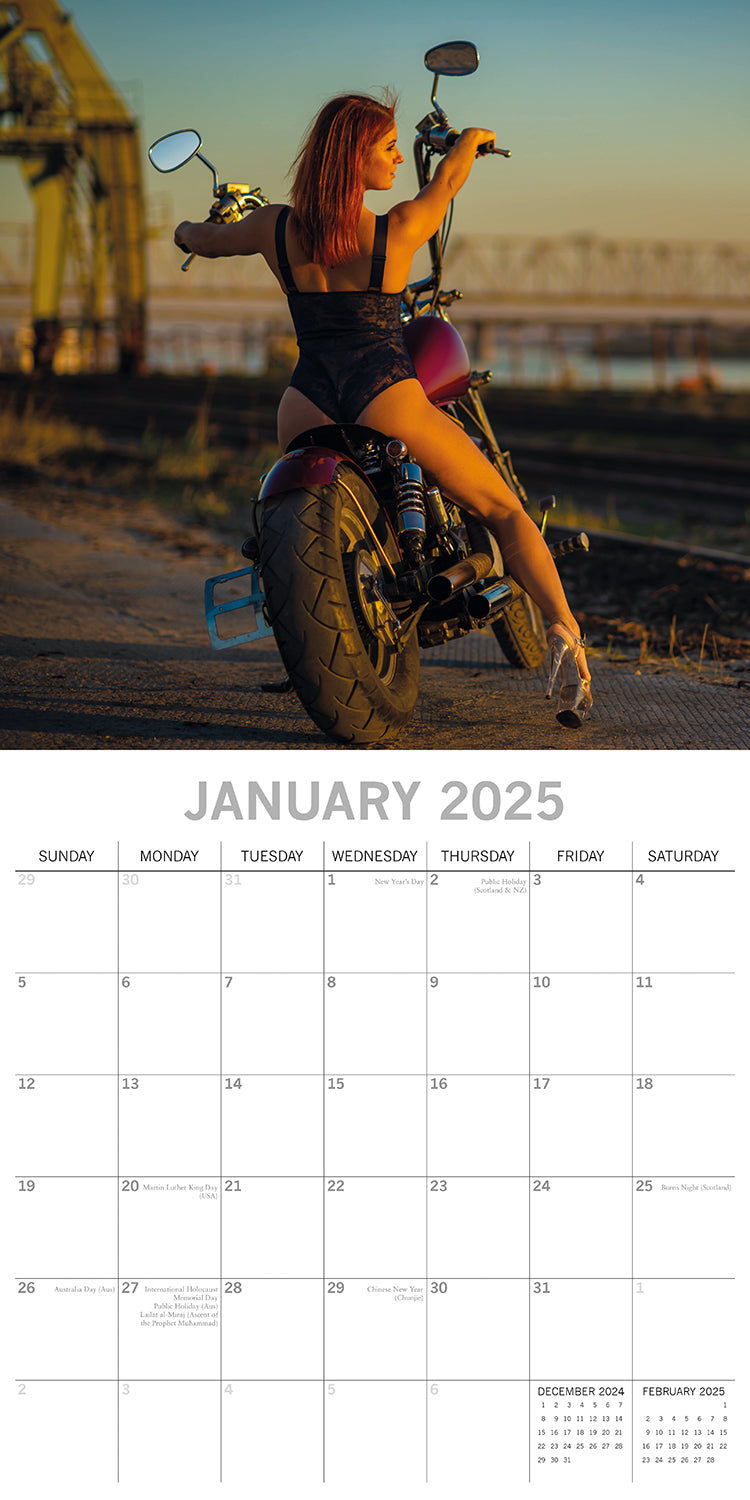 Biker Babes 2025 Square Wall Calendar 16 Months Christmas New Year Planner Gift V474-690810