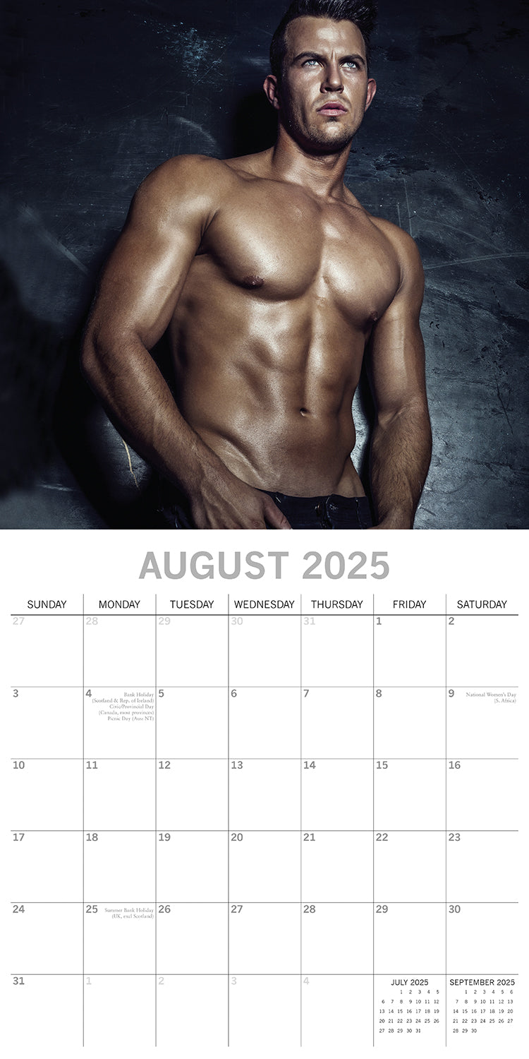 Hot Shirtless Men 2025 Square Wall Calendar 16 Months Xmas New Year Planner Gift V474-690822