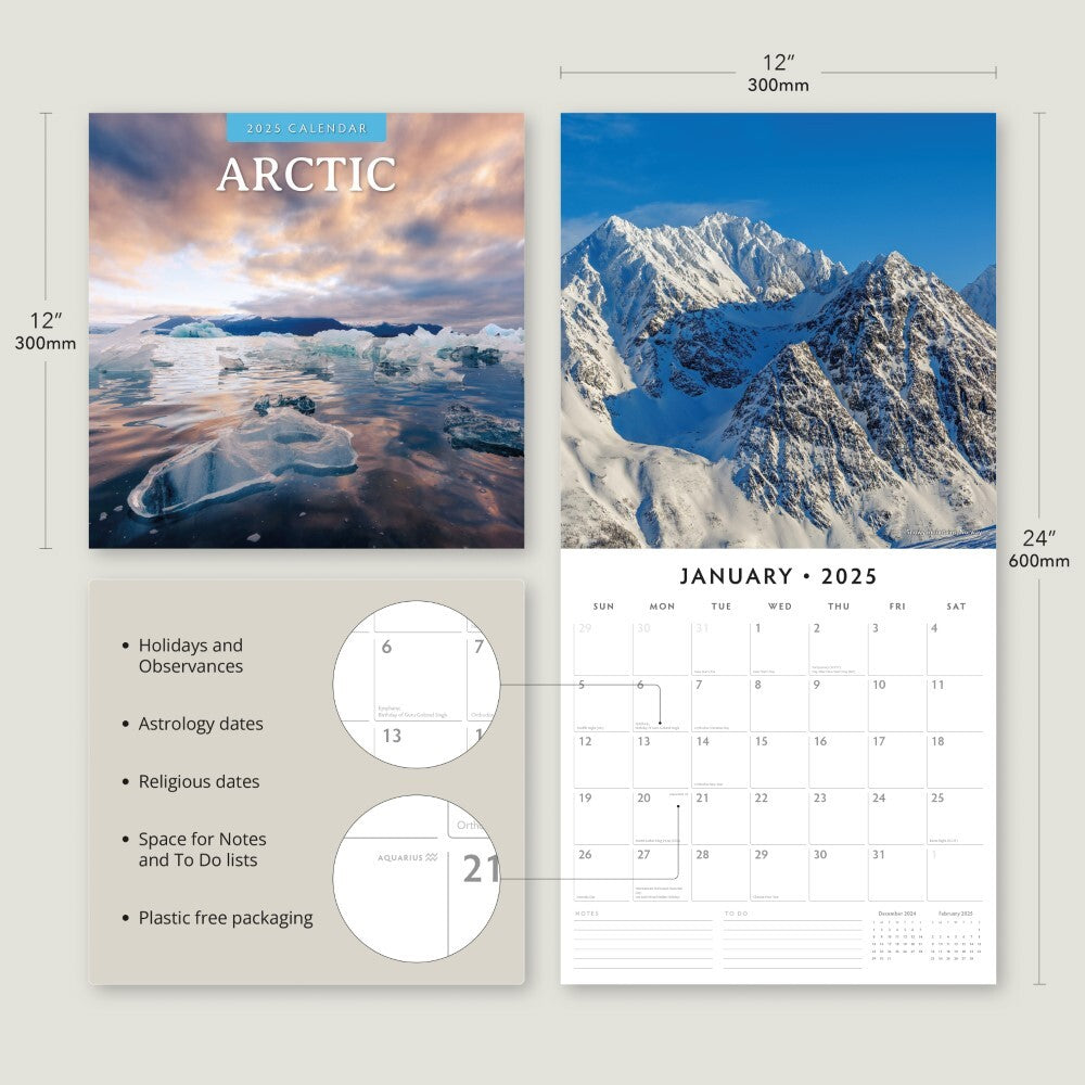 Arctic - 2025 Square Wall Calendar Nature 16 Month Premium Planner New Year Gift V474-695169