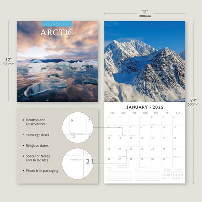Arctic - 2025 Square Wall Calendar Nature 16 Month Premium Planner New Year Gift V474-695169