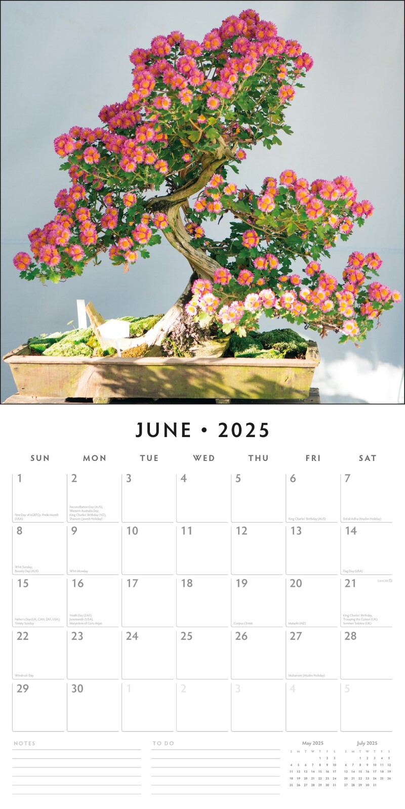 Bonsai - 2025 Square Wall Calendar Floral16 Month Premium Planner New Year Gift V474-695170