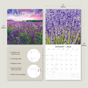 Lavender - 2025 Square Wall Calendar Floral 16 Months Premium New Year Planner V474-695203
