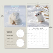 Snow Animals - 2025 Square Wall Calendar Animals 16 Months Premium Planner Gift V474-695264