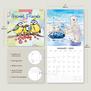 Animal Friends 2025 Square Wall Calendar Animals 16 Months Premium Planner Gift V474-695298