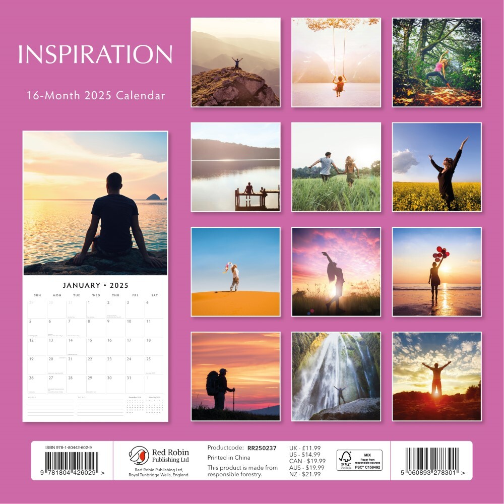 Inspiration 2025 Square Wall Calendar Mindfulness 16 Months Premium Planner Gift V474-695310
