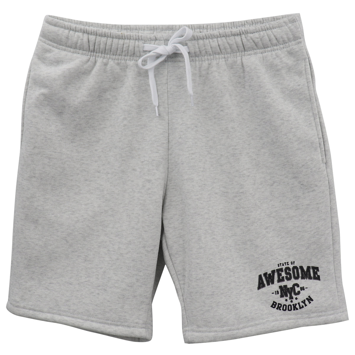 Men's Fleece Shorts Casual Sports Sweat Pants w Elastic Waist Drawstring Pockets, Light Grey, S