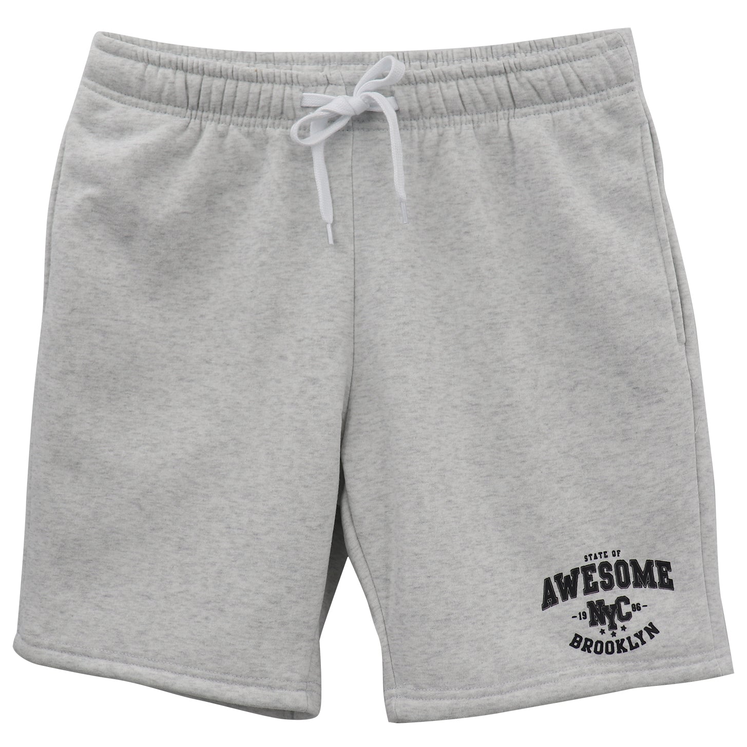 Men's Fleece Shorts Casual Sports Sweat Pants w Elastic Waist Drawstring Pockets, Light Grey, M V474-700116