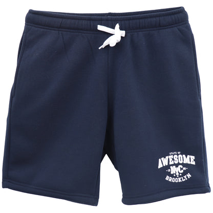 Men's Fleece Shorts Casual Sports Sweat Pants w Elastic Waist Drawstring Pockets, Navy, 2XL V474-700127