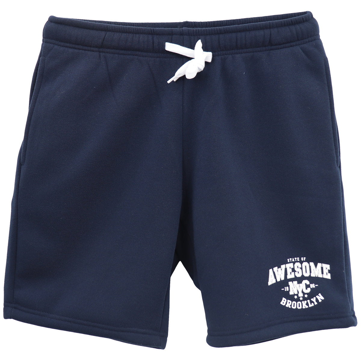 Men's Fleece Shorts Casual Sports Sweat Pants w Elastic Waist Drawstring Pockets, Navy, 3XL