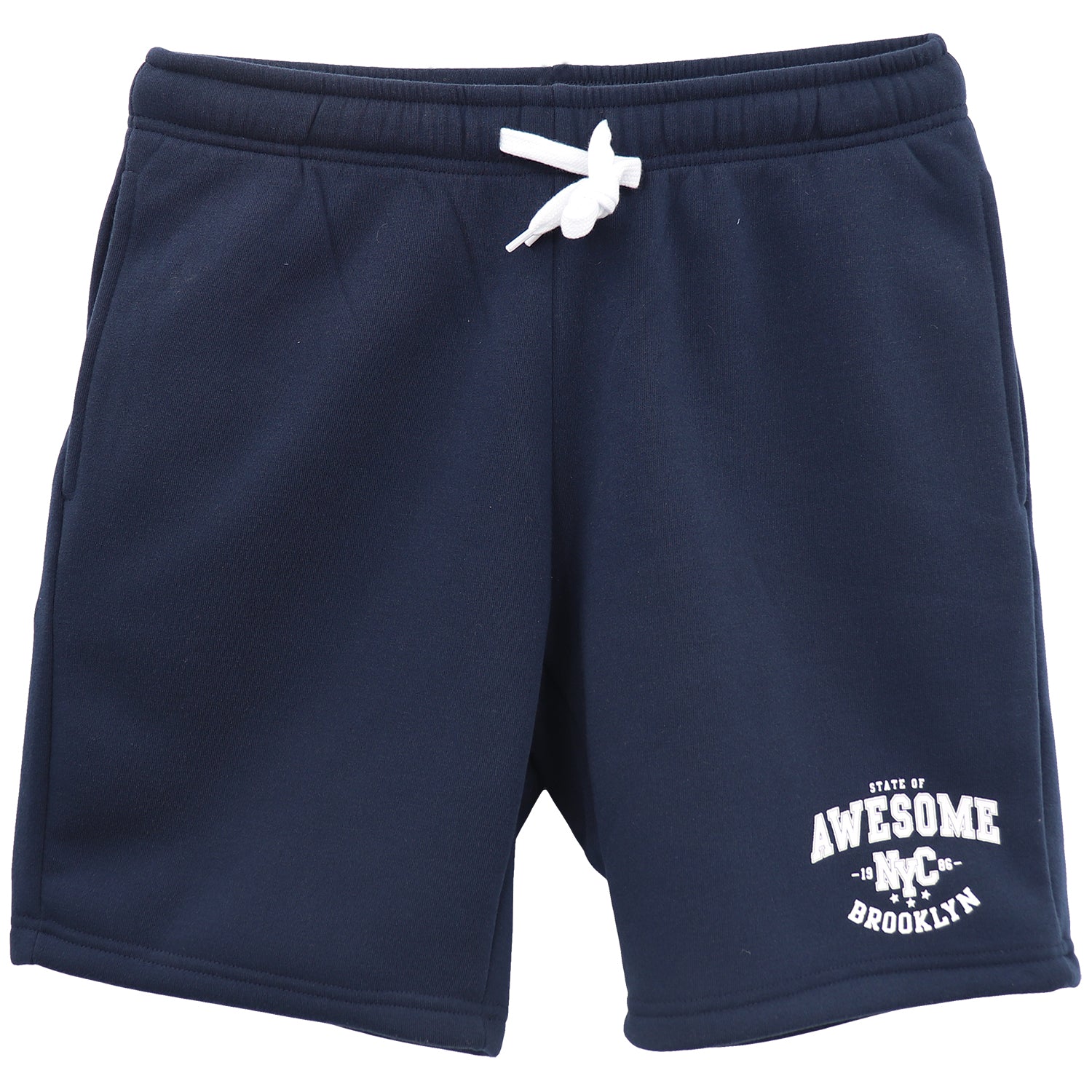 Men's Fleece Shorts Casual Sports Sweat Pants w Elastic Waist Drawstring Pockets, Navy, 4XL