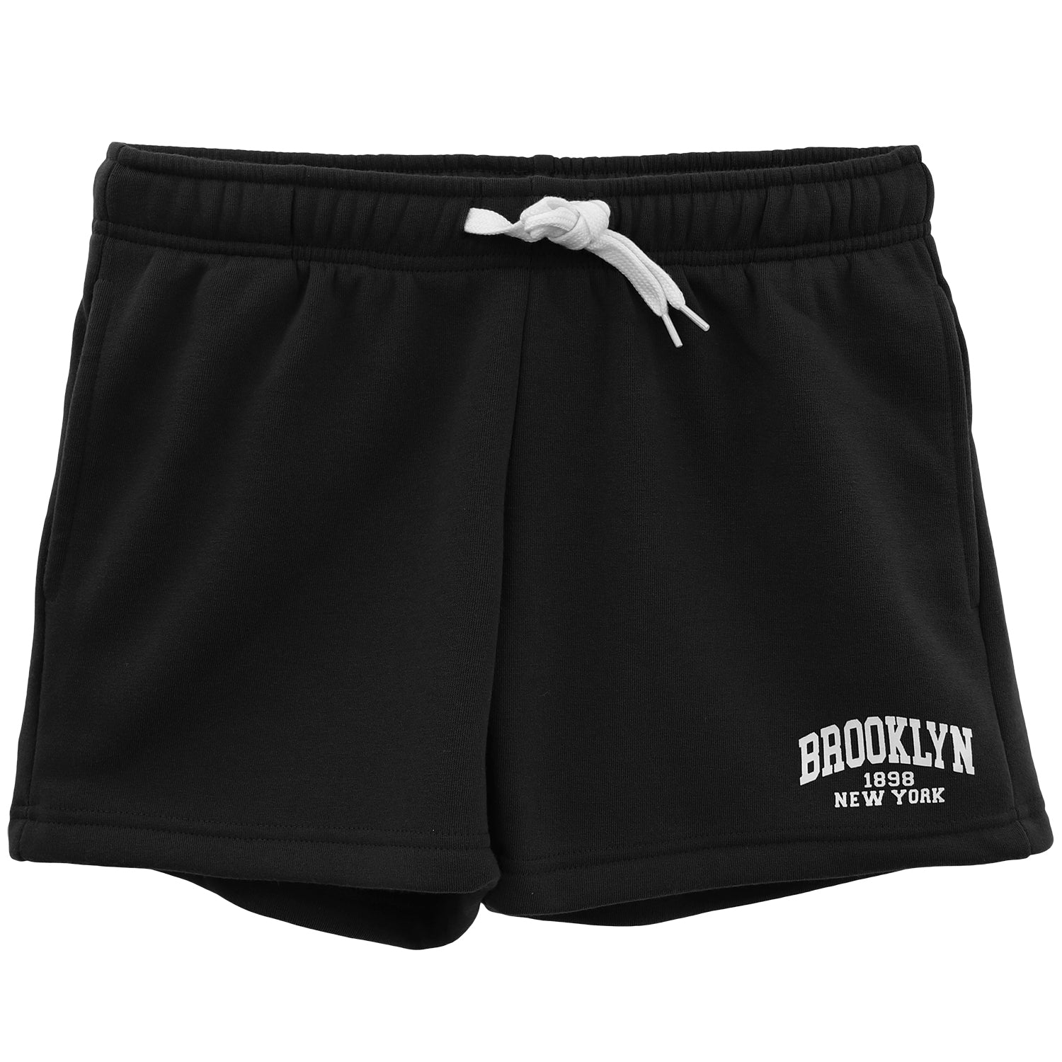 Women's Casual Fleece Shorts Sweat Athletic Track Pants w Elastic Wasit Pockets, Black, XS