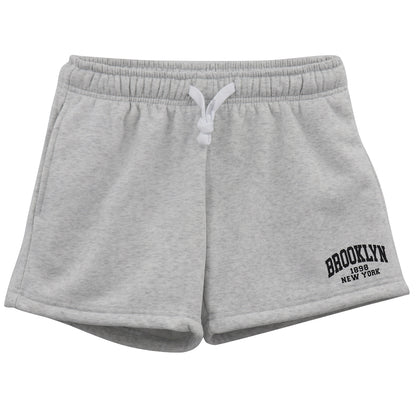 Women's Casual Fleece Shorts Sweat Athletic Track Pants w Elastic Wasit Pockets, Light Grey, M V474-700313
