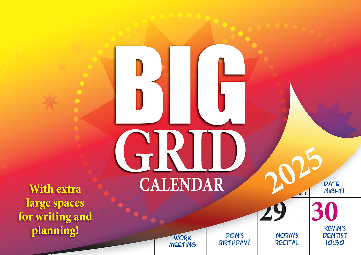Big Grid - 2025 Rectangle Wall Calendar 13 Months Large Date Boxes Easy Planning V474-700410