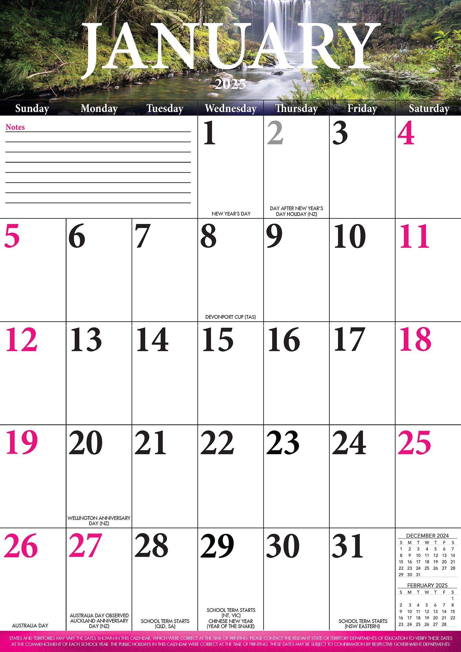 Big Grid - 2025 Rectangle Wall Calendar 13 Months Large Date Boxes Easy Planning V474-700410