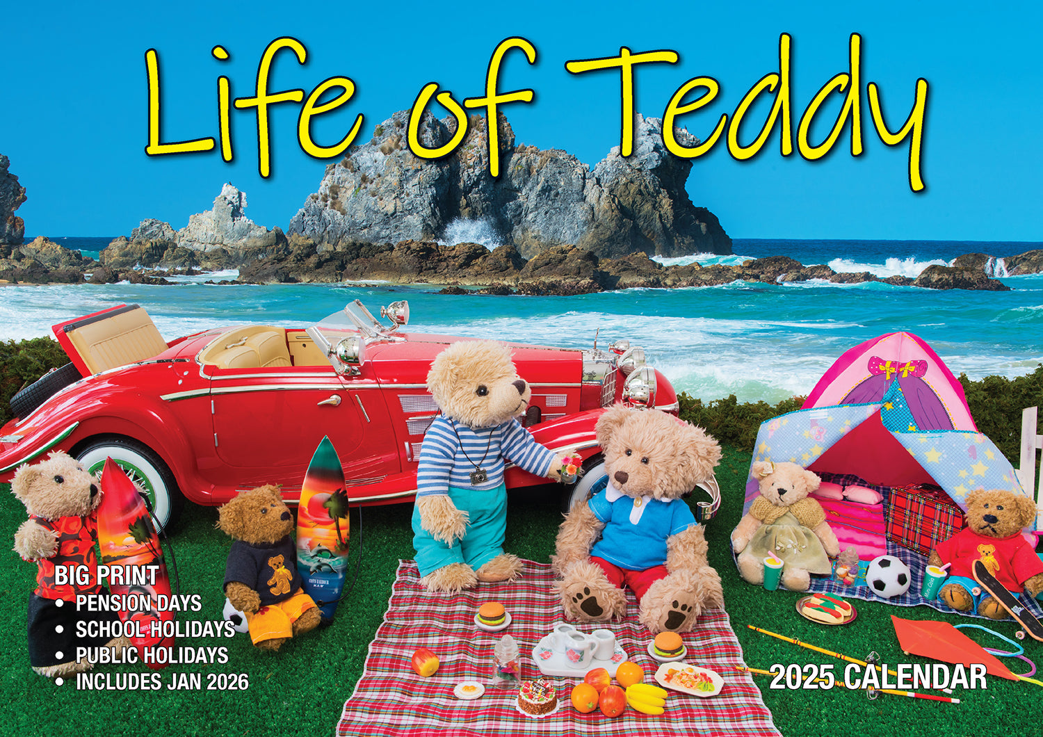 Life of Teddy - 2025 Rectangle Wall Calendar 13 Months Planner Adventures Gift V474-700419