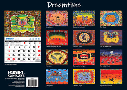 The Dreamtime - 2025 Rectangle Wall Calendar 16 Months Aboriginal Art New Year V474-700423