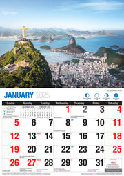 Destinations - 2025 Rectangle Wall Calendar 16 Months Planner Travel Photos Gift V474-700425