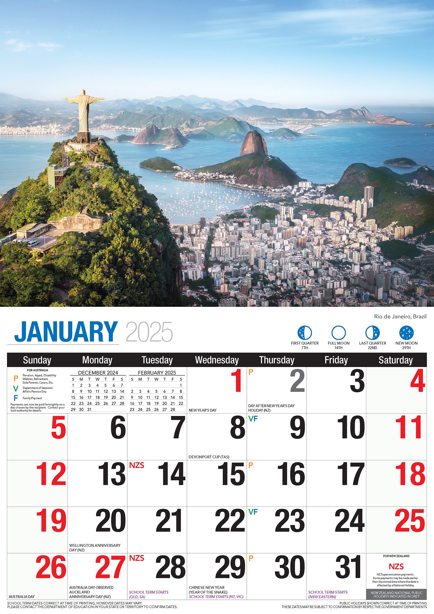 Destinations - 2025 Rectangle Wall Calendar 16 Months Planner Travel Photos Gift V474-700425