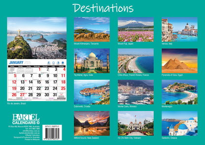 Destinations - 2025 Rectangle Wall Calendar 16 Months Planner Travel Photos Gift V474-700425