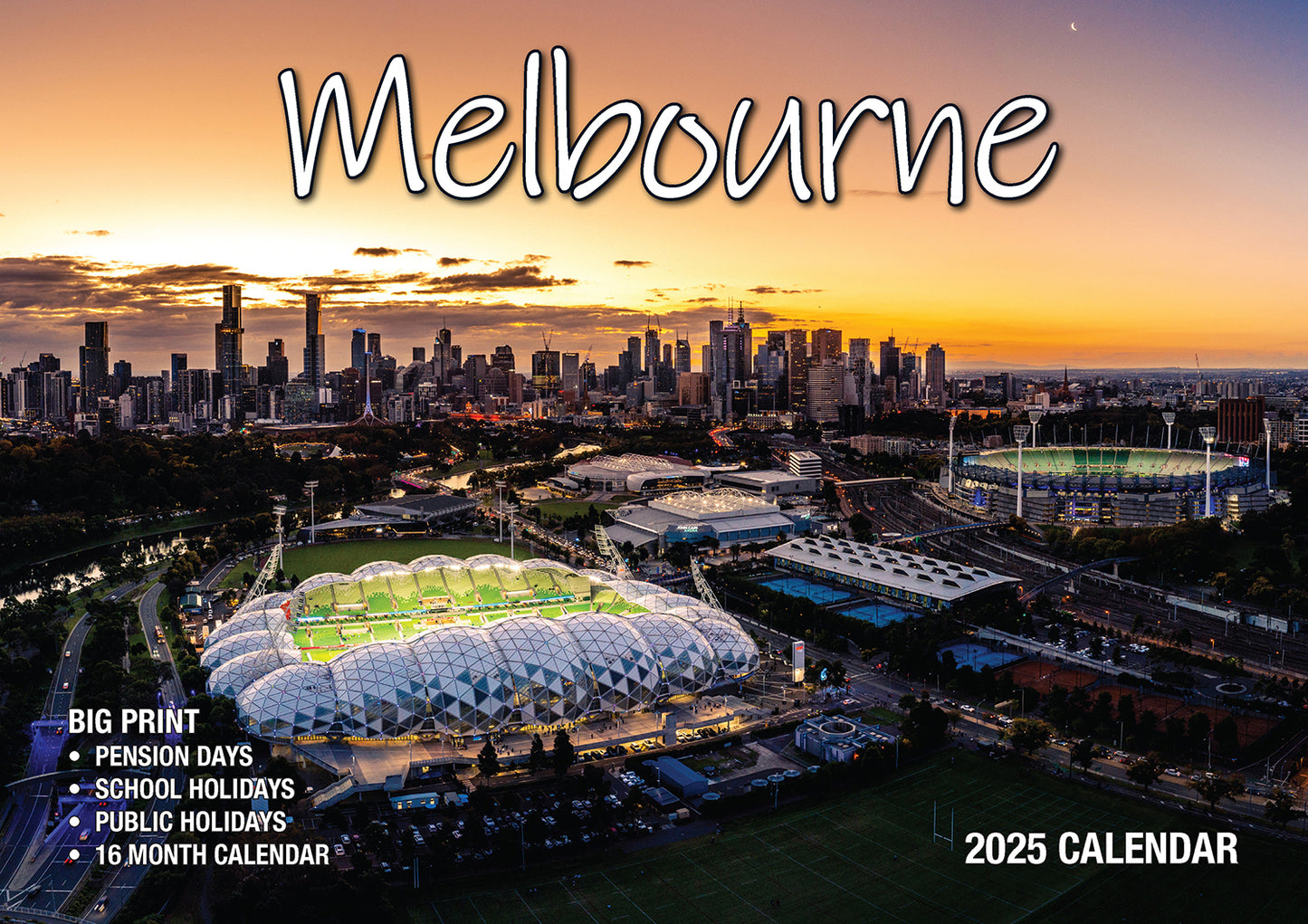 Melbourne - 2025 Rectangle Wall Calendar 16 Months Planner Cityscapes Landmarks V474-700432