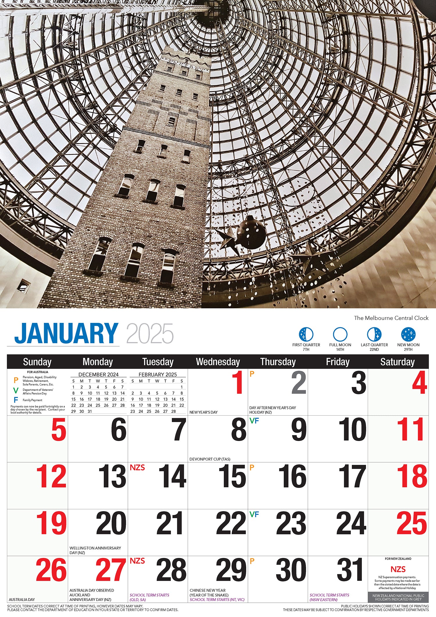 Melbourne - 2025 Rectangle Wall Calendar 16 Months Planner Cityscapes Landmarks V474-700432