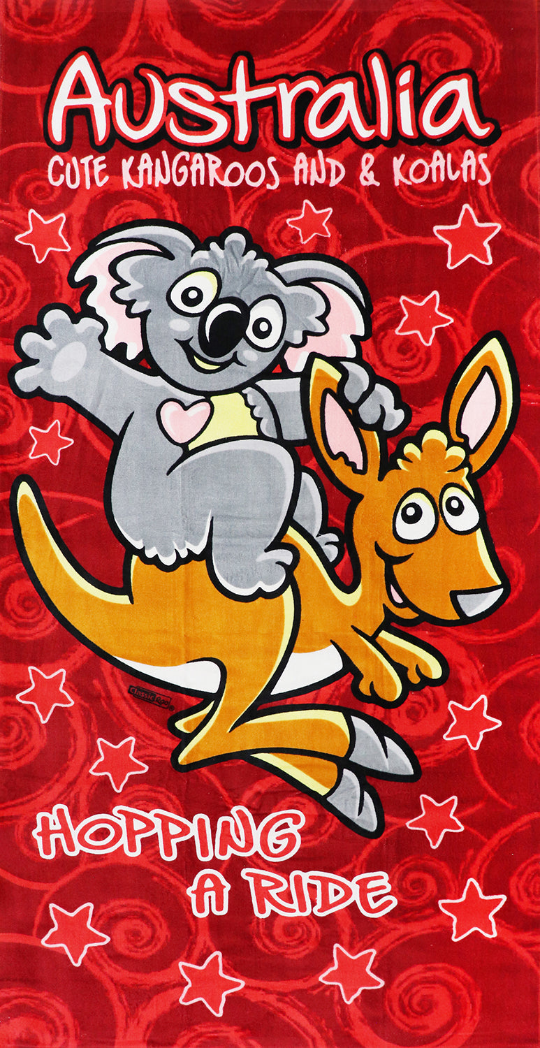 100% Cotton Australian Souvenir Aussie Kangaroos Flag Soft Beach Bath Towel Gift, Australia Kangaroos & Koalas V474-701284