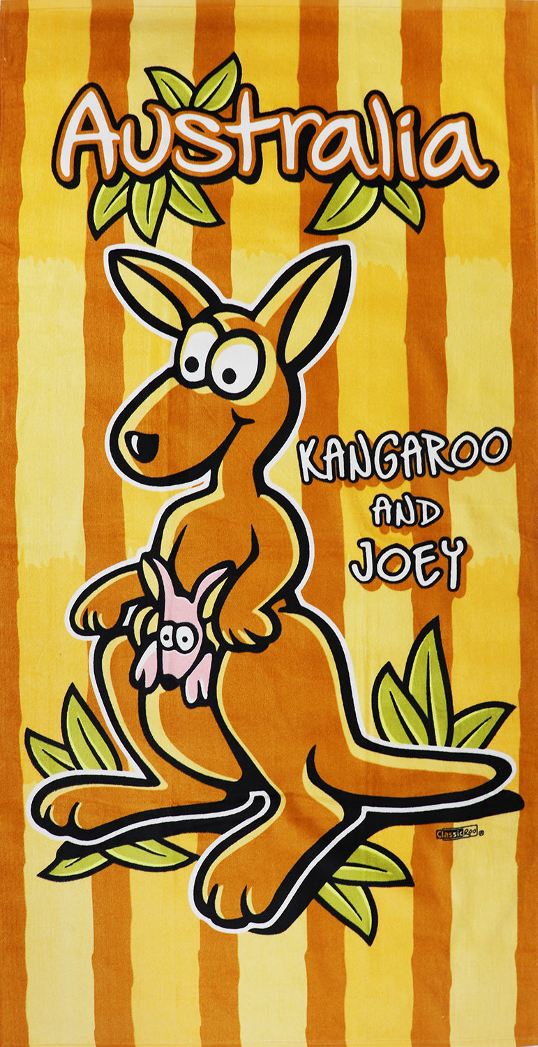 100% Cotton Australian Souvenir Aussie Kangaroos Flag Soft Beach Bath Towel Gift, Kangaroo V474-701287
