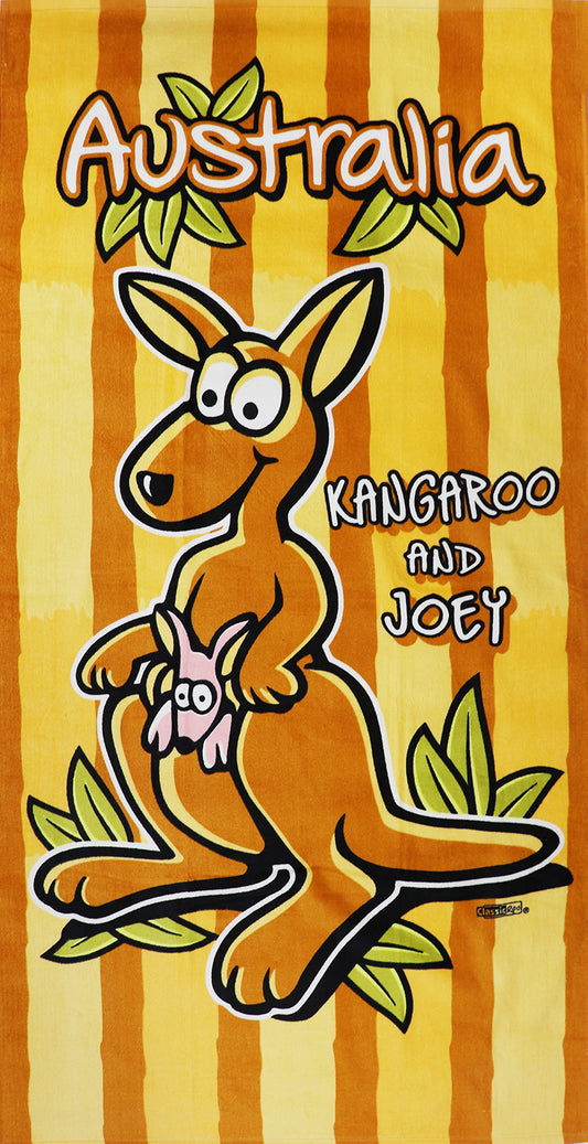100% Cotton Australian Souvenir Aussie Kangaroos Flag Soft Beach Bath Towel Gift, Kangaroo V474-701287