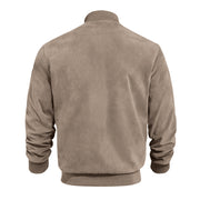 Men's Varsity Bomber Flight Jacket Breathable Windbreaker Zip Coat Faux Leather, Brown, M