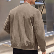 Men's Varsity Bomber Flight Jacket Breathable Windbreaker Zip Coat Faux Leather, Brown, XL
