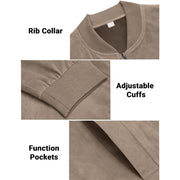 Men's Varsity Bomber Flight Jacket Breathable Windbreaker Zip Coat Faux Leather, Brown, 2XL