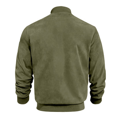 Men's Varsity Bomber Flight Jacket Breathable Windbreaker Zip Coat Faux Leather, Green, L V474-737120