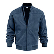 Men's Varsity Bomber Flight Jacket Breathable Windbreaker Zip Coat Faux Leather, Navy, S