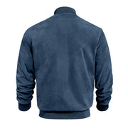 Men's Varsity Bomber Flight Jacket Breathable Windbreaker Zip Coat Faux Leather, Navy, S