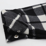 Men's Hooded Flannel Jacket Flannelette Plaid Fleece Shirt Zip Up Winter Coat, Black, S