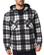 Men's Hooded Flannel Jacket Flannelette Plaid Fleece Shirt Zip Up Winter Coat, Black, L V474-738329