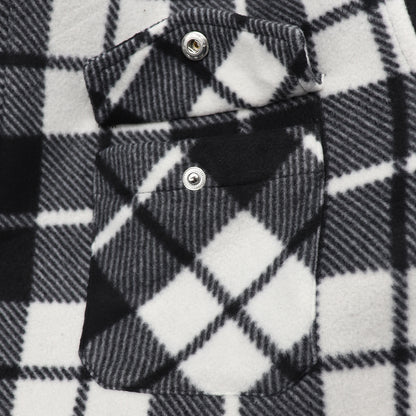 Men's Hooded Flannel Jacket Flannelette Plaid Fleece Shirt Zip Up Winter Coat, Black, L V474-738329