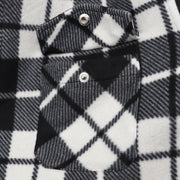 Men's Hooded Flannel Jacket Flannelette Plaid Fleece Shirt Zip Up Winter Coat, Black, XL