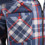 Men's Hooded Flannel Jacket Flannelette Plaid Fleece Shirt Zip Up Winter Coat, Blue, M