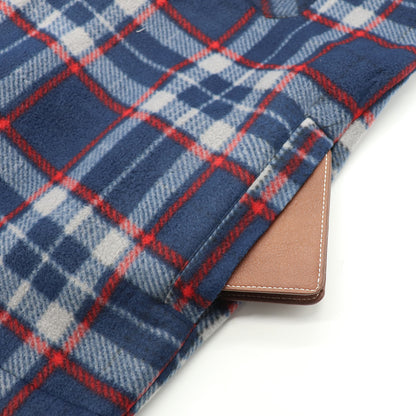 Men's Hooded Flannel Jacket Flannelette Plaid Fleece Shirt Zip Up Winter Coat, Blue, M V474-738333