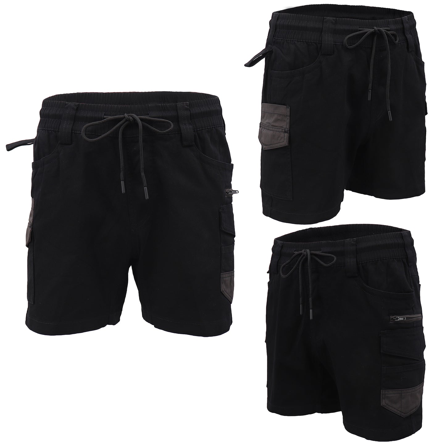 Mens Cargo Cotton Work Shorts 10 Pockets Tradies Utility Pants Workwear Trousers, Black, 28 V474-739022