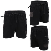 Mens Cargo Cotton Work Shorts 10 Pockets Tradies Utility Pants Workwear Trousers, Black, 30