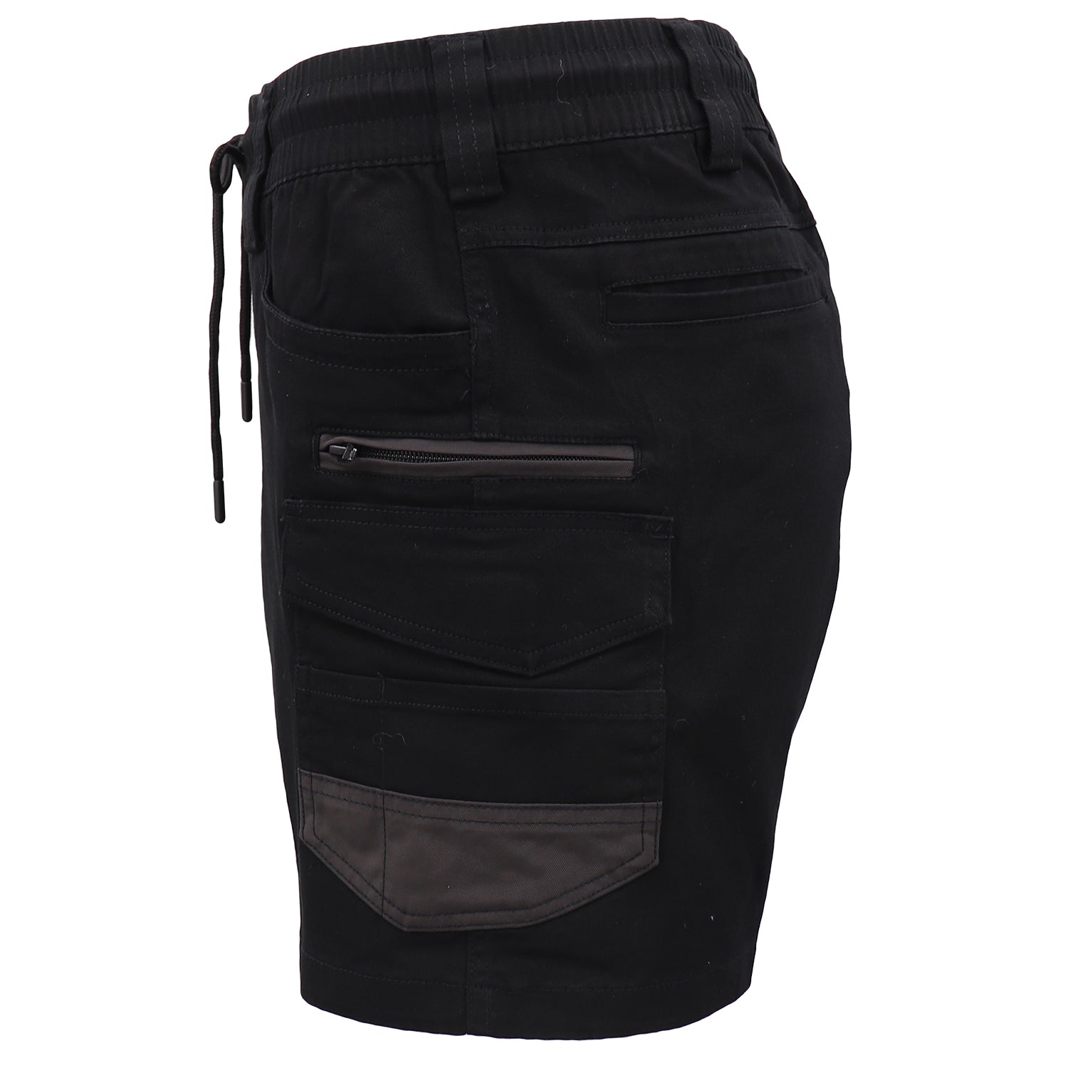 Mens Cargo Cotton Work Shorts 10 Pockets Tradies Utility Pants Workwear Trousers, Black, 30