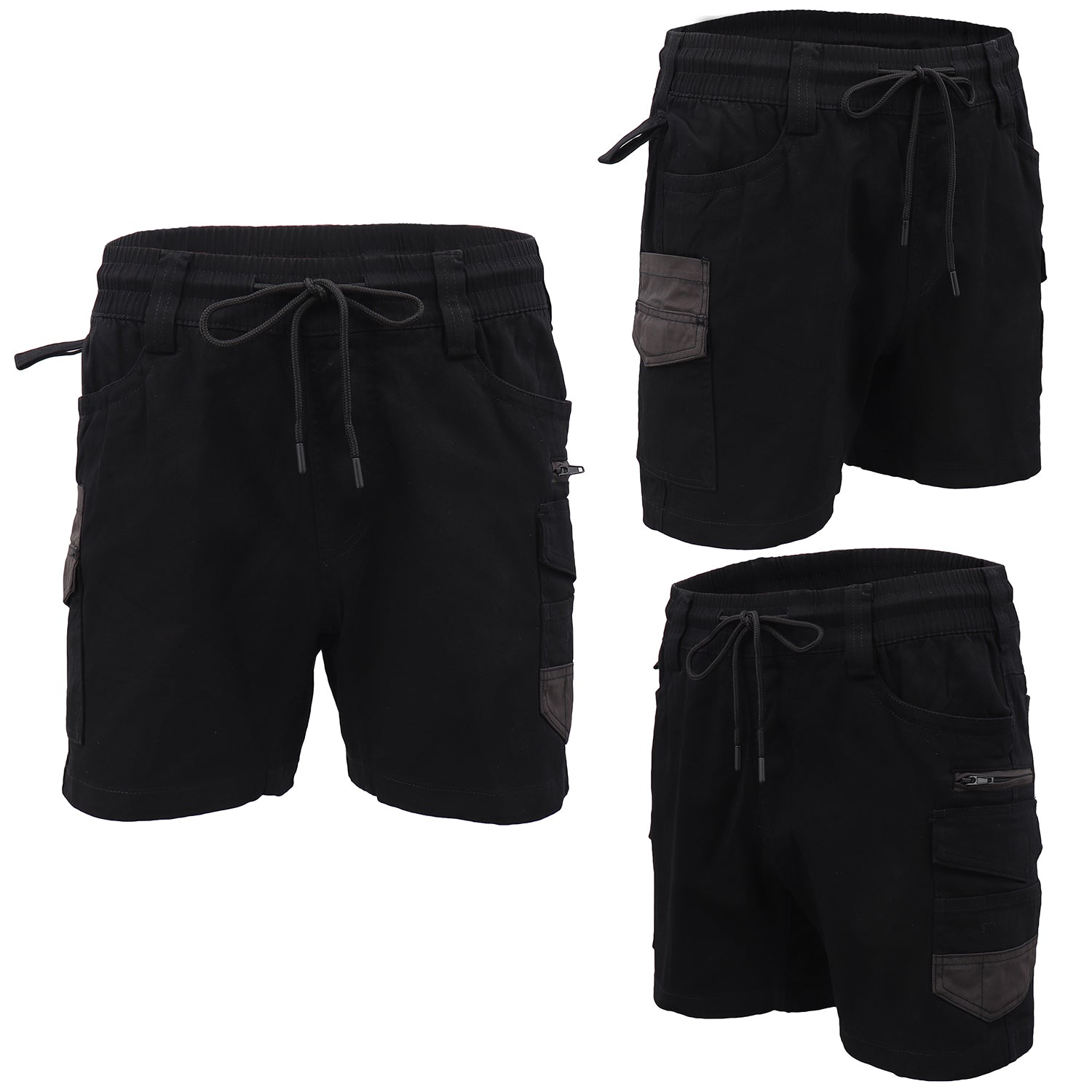 Mens Cargo Cotton Work Shorts 10 Pockets Tradies Utility Pants Workwear Trousers, Black, 40