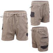 Mens Cargo Cotton Work Shorts 10 Pockets Tradies Utility Pants Workwear Trousers, Khaki, 28