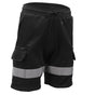 Hi Vis Fleece Work Cargo Shorts w Reflective Tape Workwear Tradie Utility Pants, Black, XL V474-739114