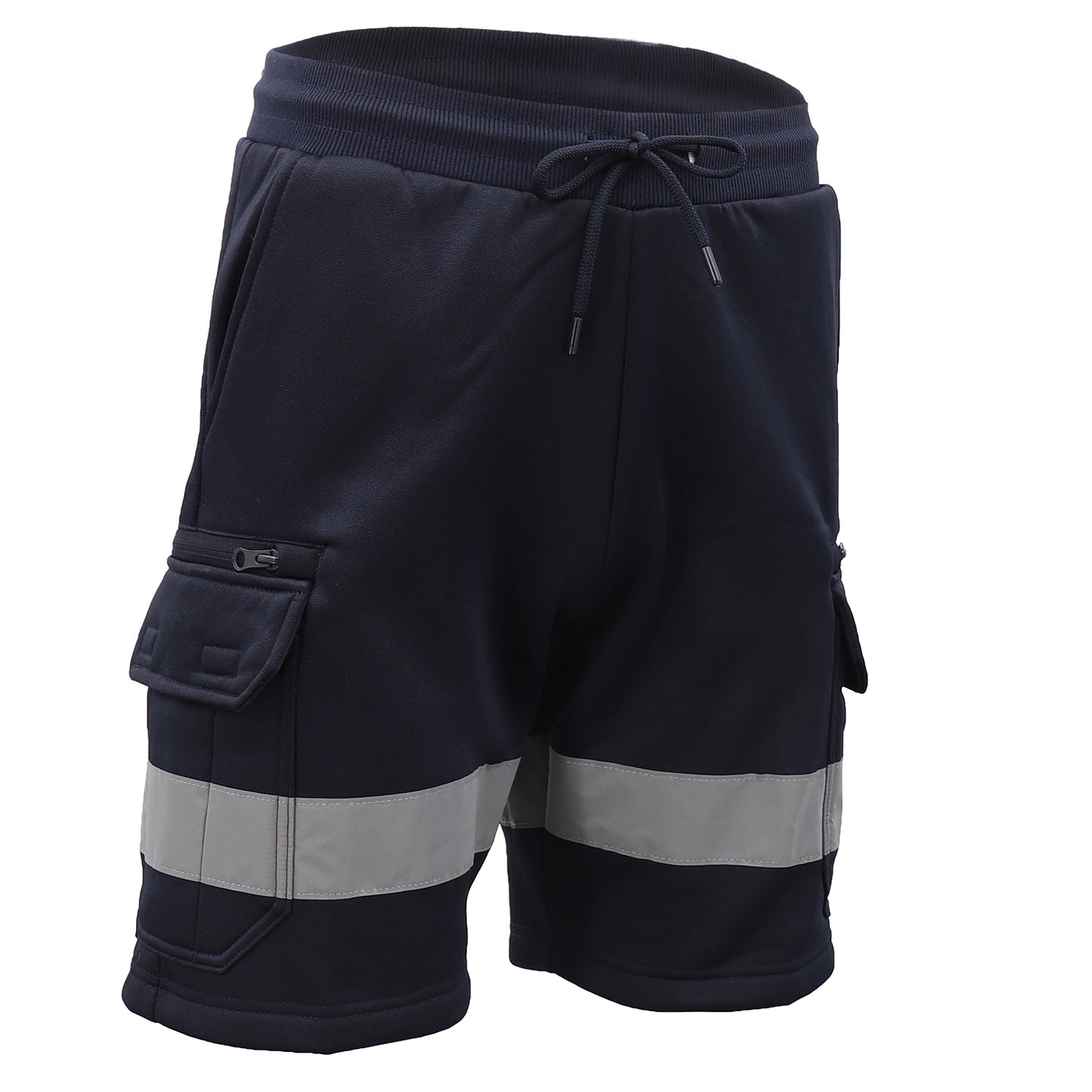 Hi Vis Fleece Work Cargo Shorts w Reflective Tape Workwear Tradie Utility Pants, Navy, 3XL V474-739122