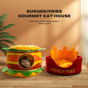 Washable Fries Pet Dog Cat Ded Calming Bed Warm Soft V488-PB-CP